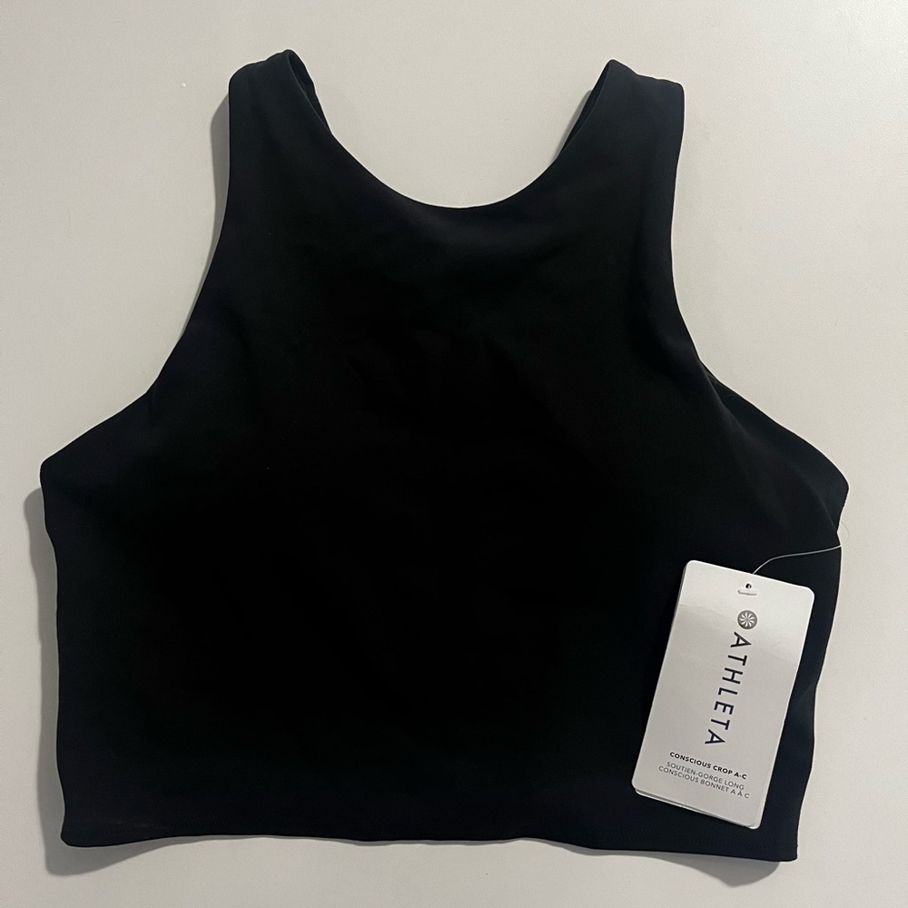 NWT Athleta Conscious Crop in Black—Size Medium (A-C Cups)